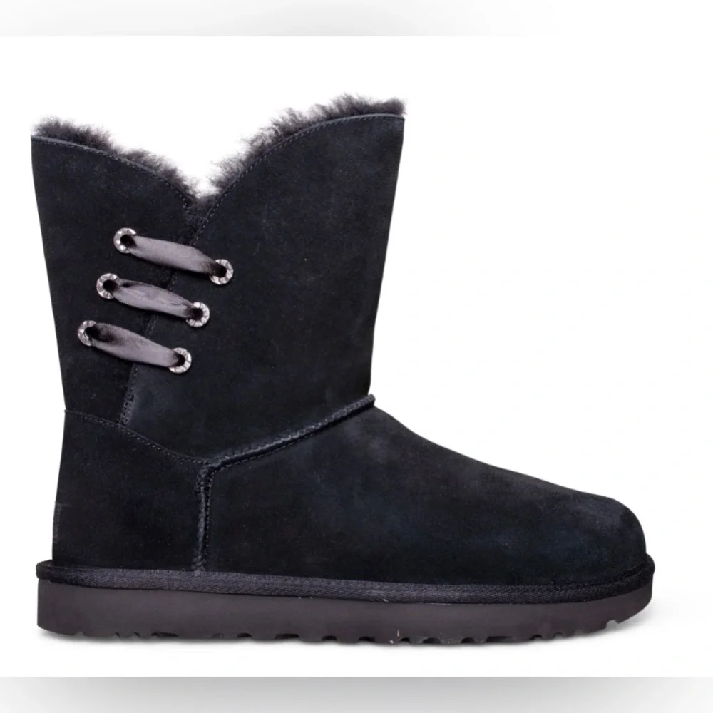 UGG CONSTANTINE SATIN RIBBON BLACK BOOTS - WOMEN'S Size 7 New